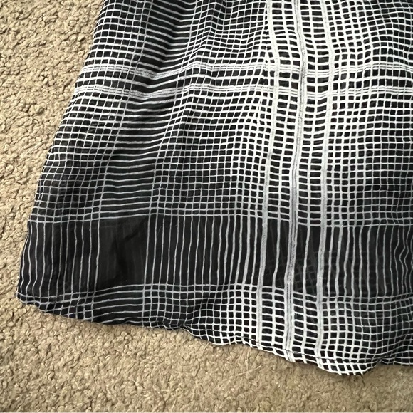 Bcbg maxazria pure silk collared blouse top black white gray monochrome - Picture 13 of 14